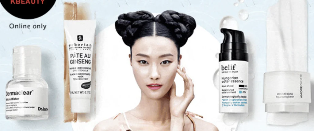 Femme entourée de produit K-Beauy
